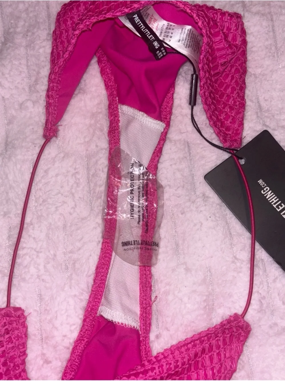 PrettyLittleThing Bright Pink Textured Waffle Bikini Set